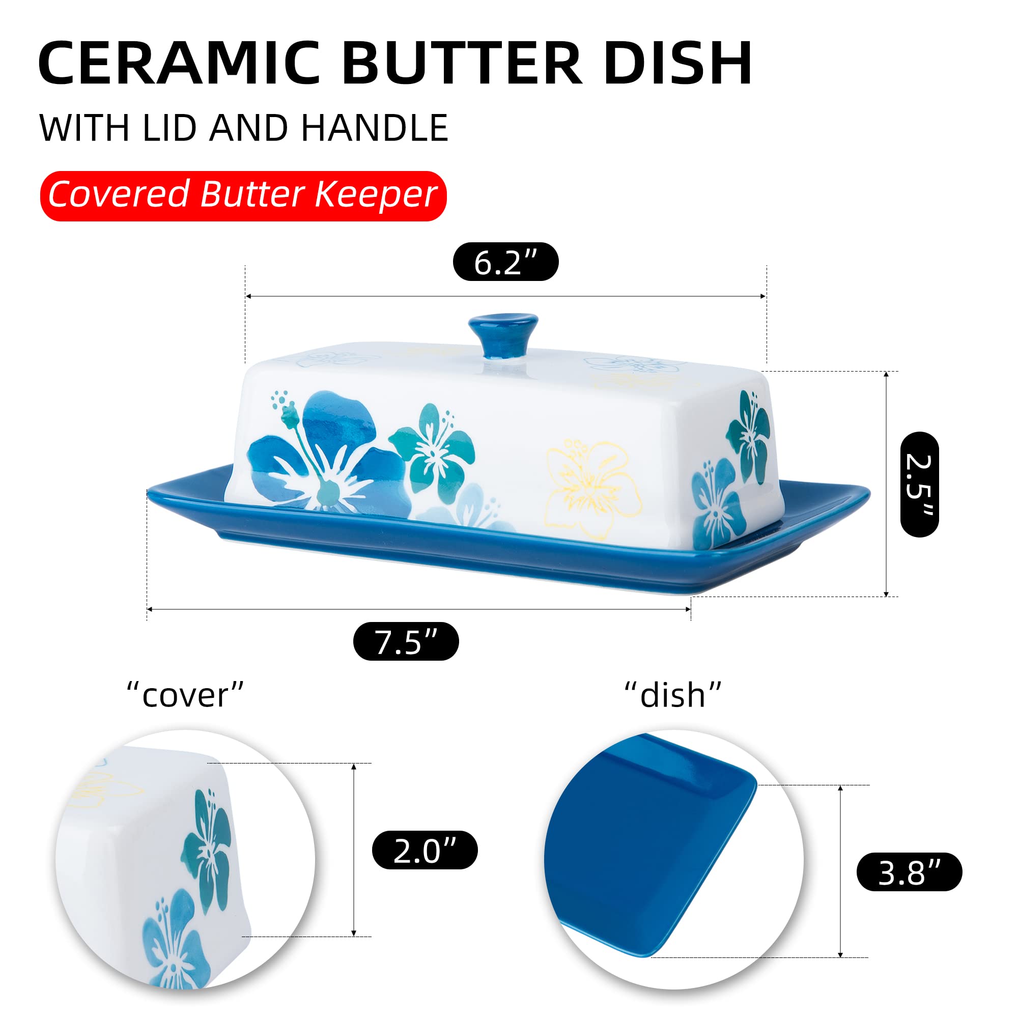Sagoskat porcelain butter dish close-up shows hand-painted floral pattern for elegant table presentation.