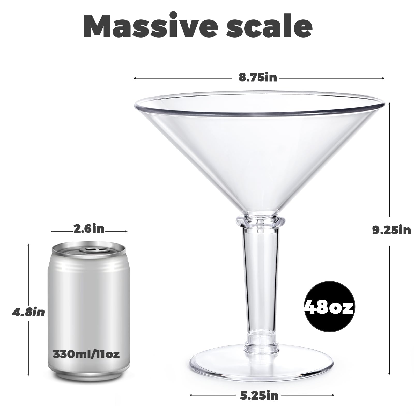 SAIAOKJ 48oz Giant Martini Glass is dishwasher-safe for easy cleanup.