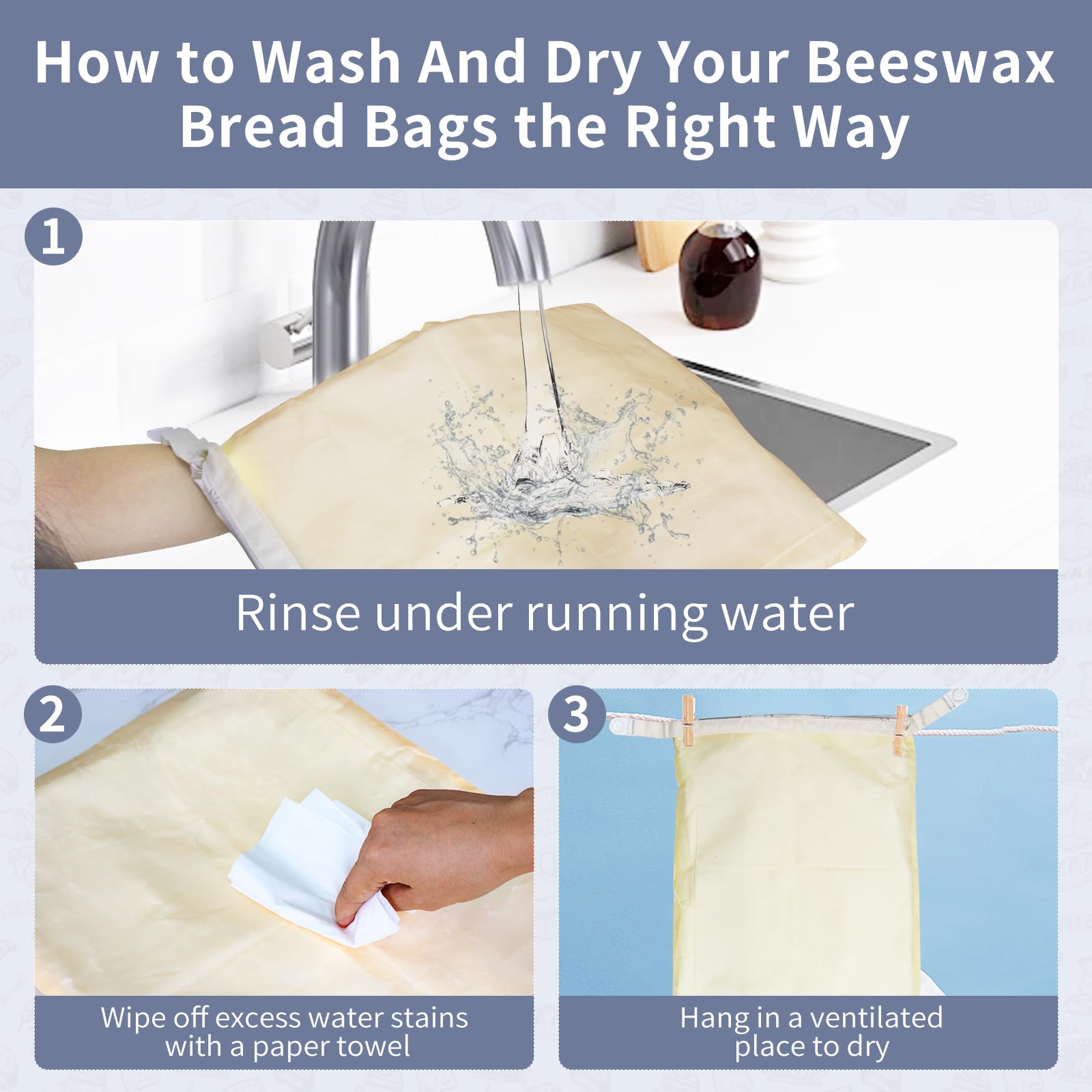 Saicefe beeswax bread bag showcasing its oversized 12.6 x 17 inch capacity.