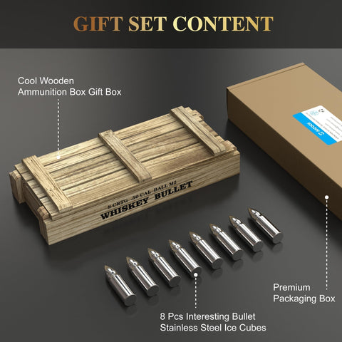 SAICOOS detailed close-up bullet whiskey stones for premium drinking style