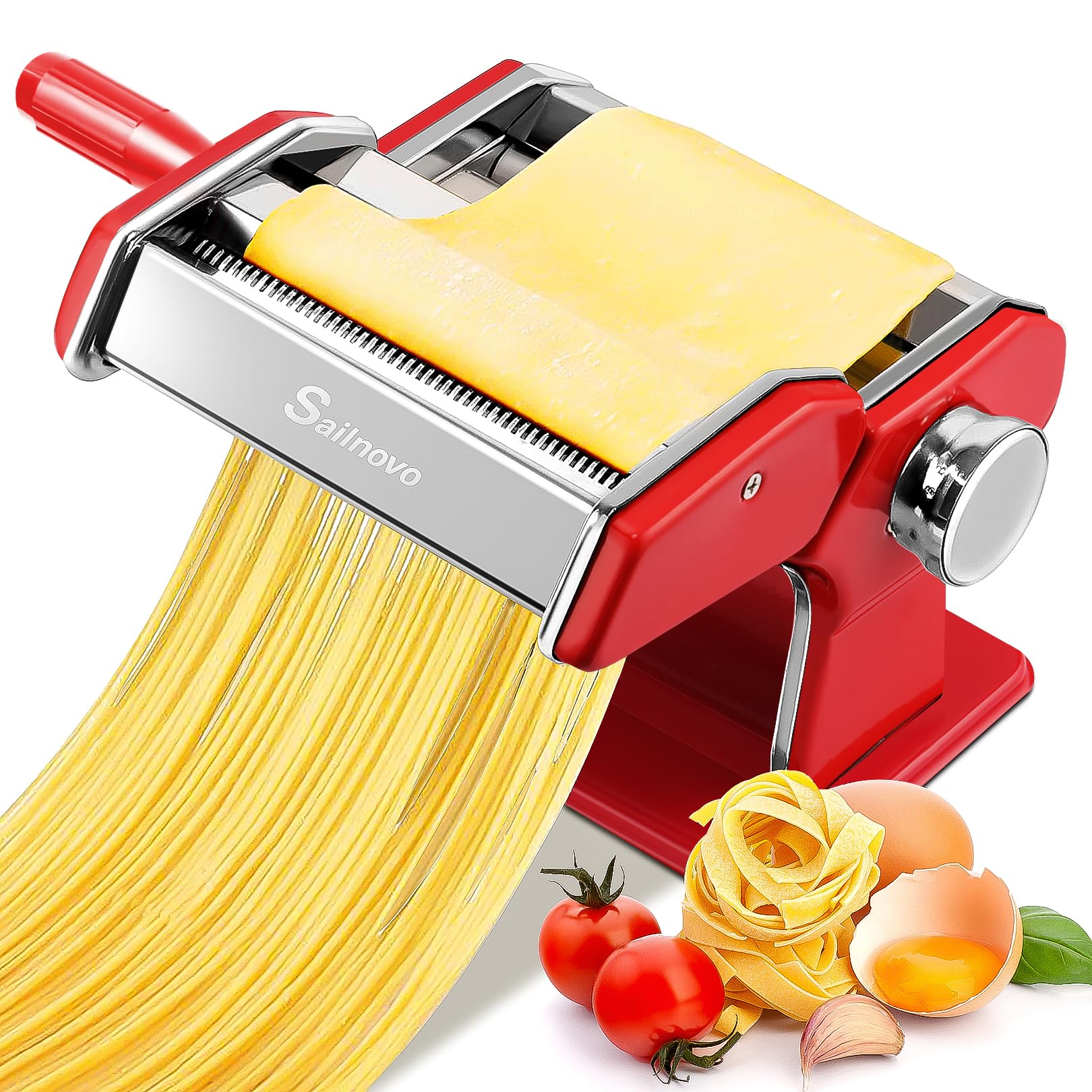 Sailnovo pasta maker with 180 roller for smooth dough sheets