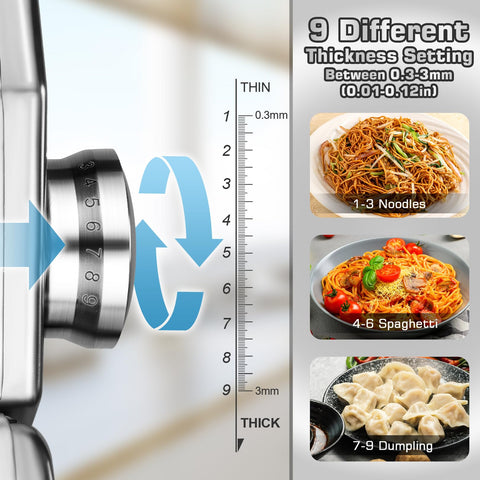 Sailnovo pasta maker 9 thickness settings let you customize pasta texture