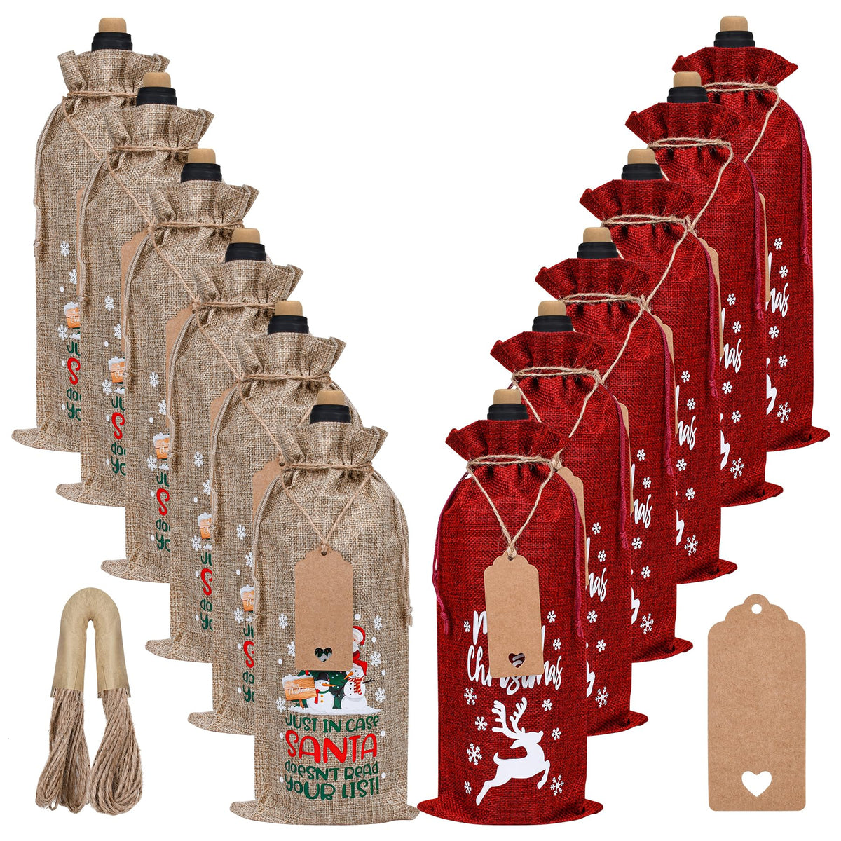 Sailup burlap wine bags, a 12-pack, ideal for gifting and storage.