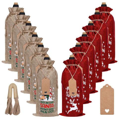 Sailup burlap wine bags, a 12-pack, ideal for gifting and storage.