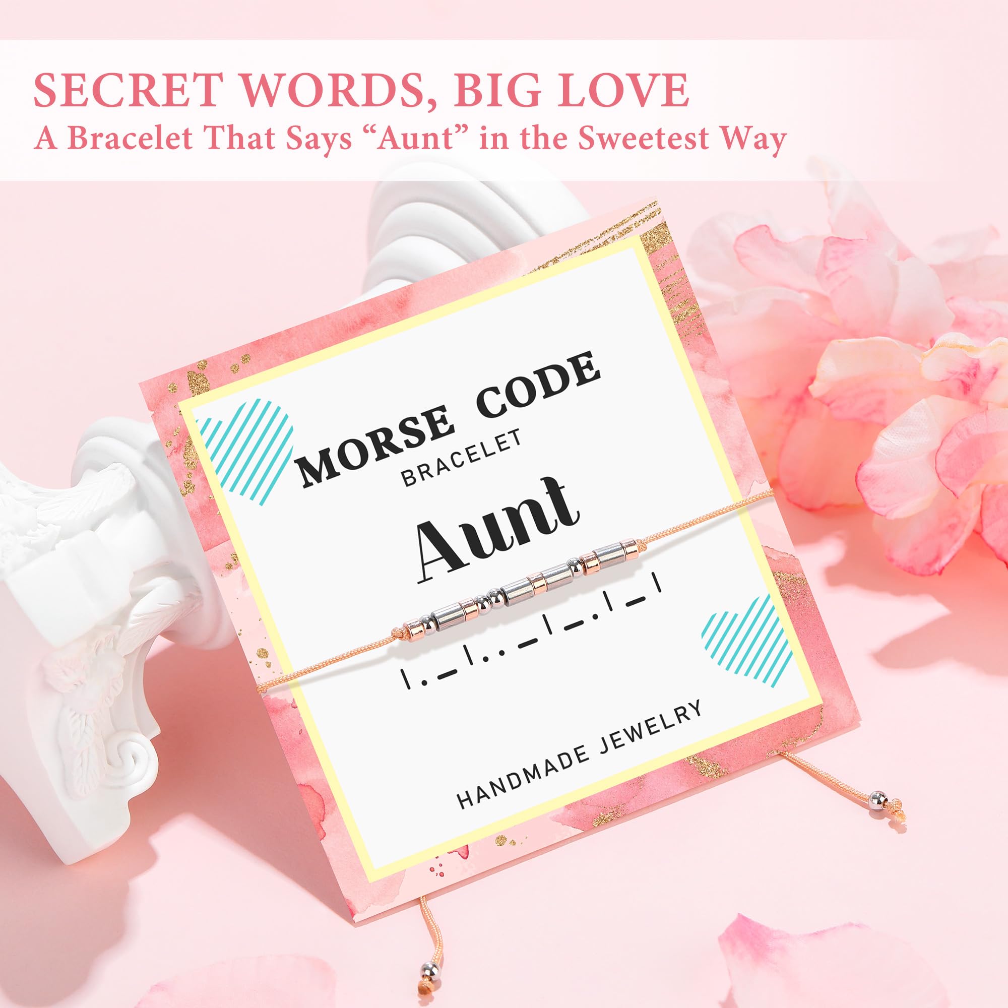 Saineron Morse code bracelet carries a discreet 'Aunt' message.