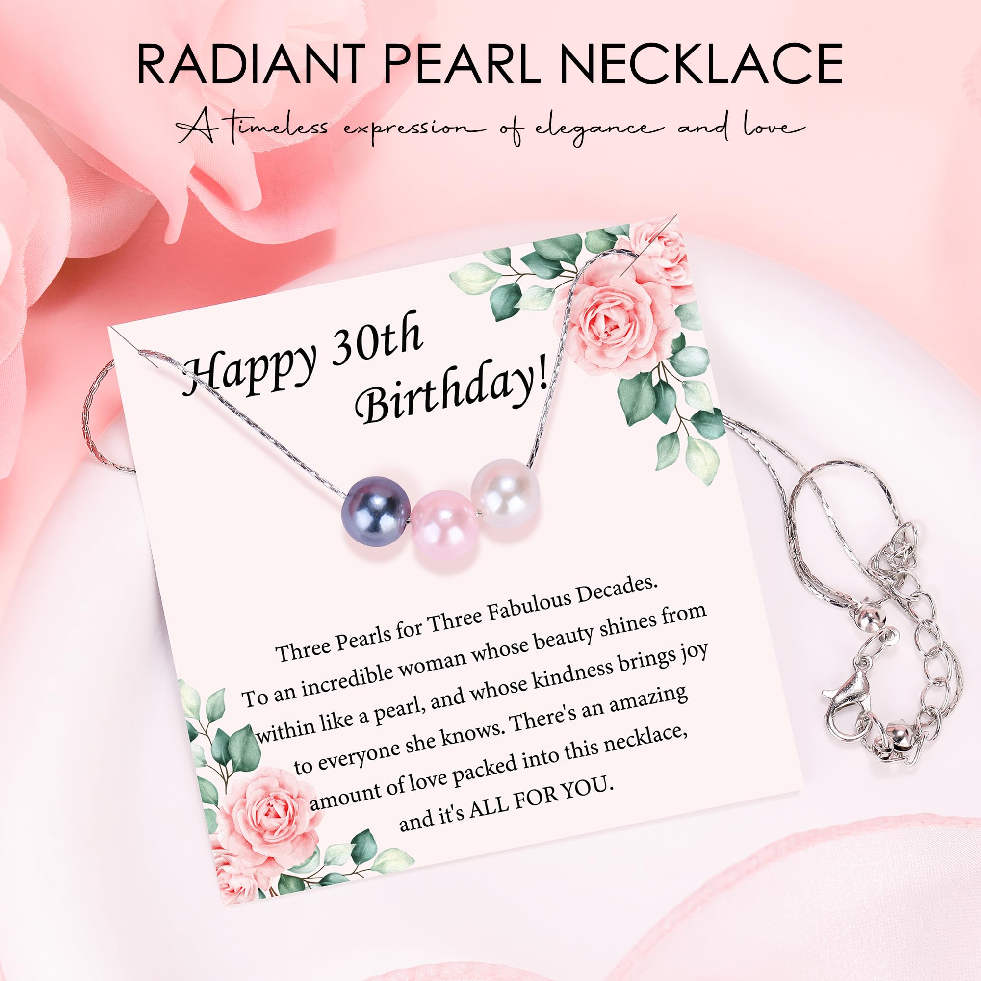 Saineron pearl necklace with commemorative card marking a decade of memories
