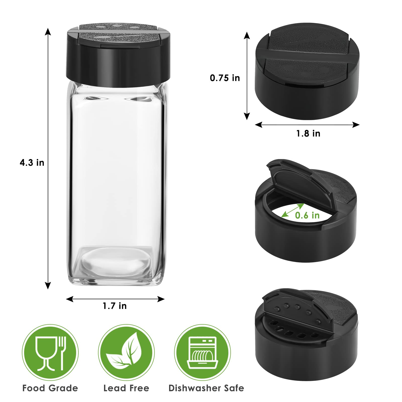 Saiveina glass spice jars with labels for quick spice identification.