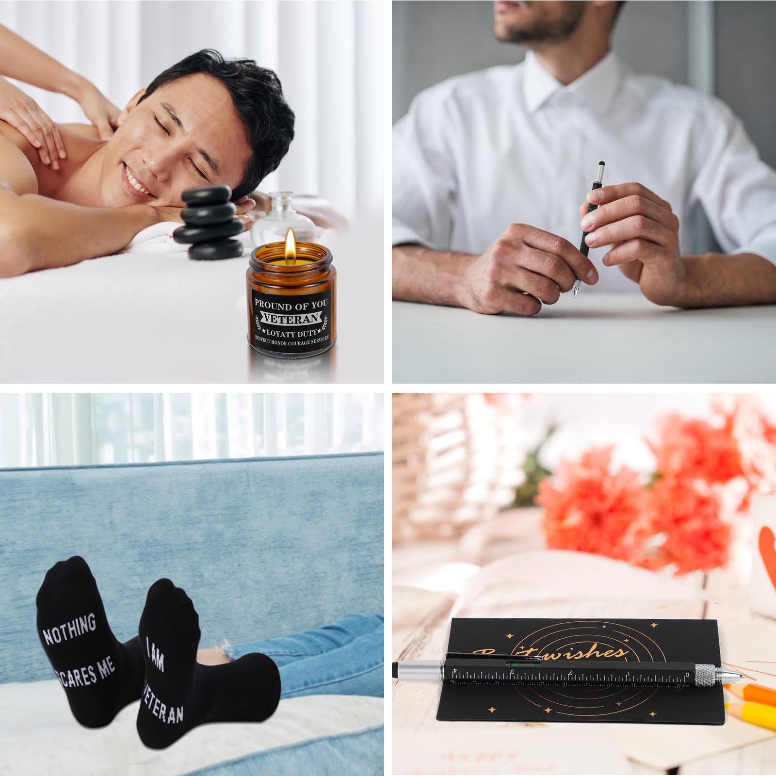 SAIWEILAI ONLINE veterans gift set scented candle creates relaxing ambiance at home.