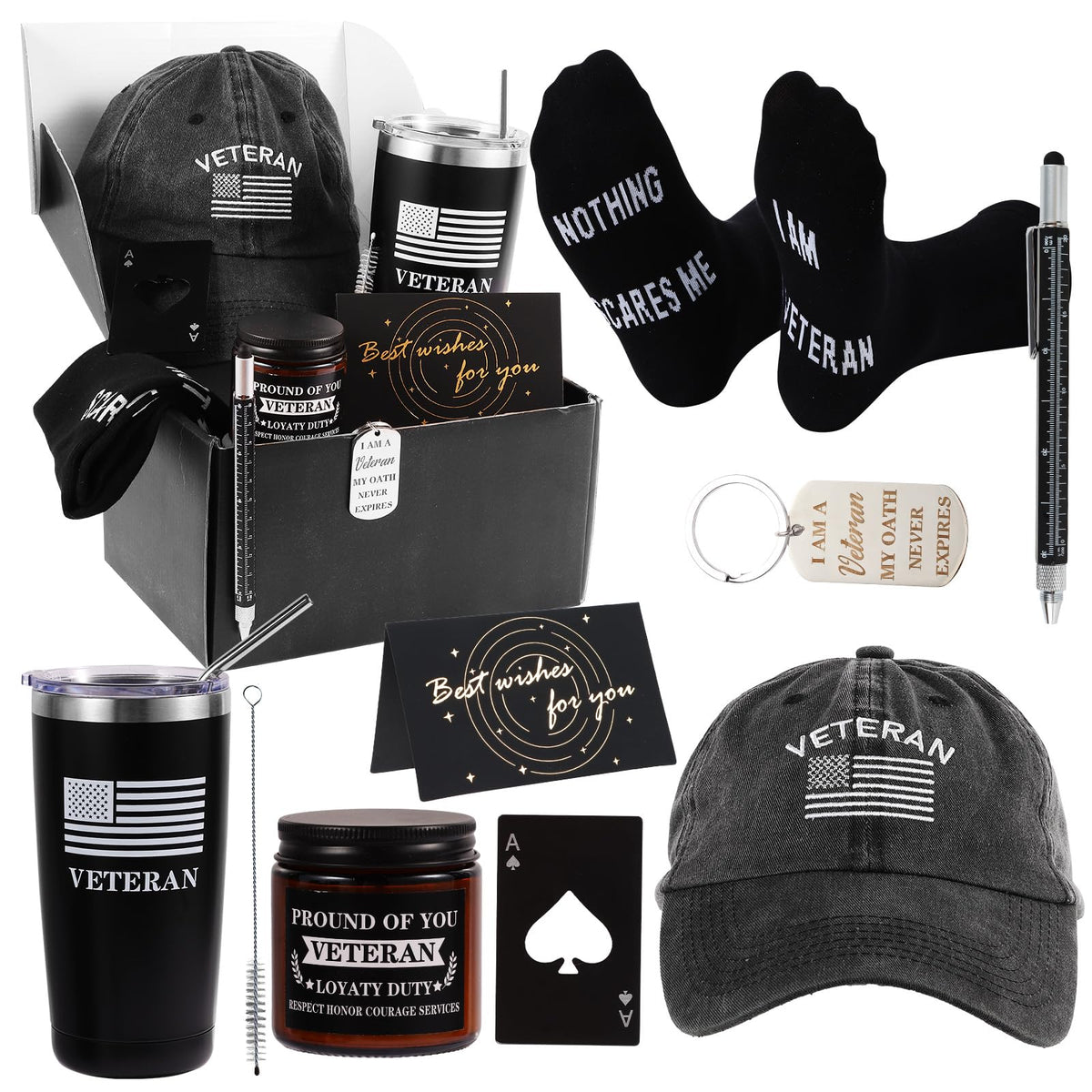 SAIWEILAI ONLINE veterans gift set tumbler keeps beverages hot on the go.