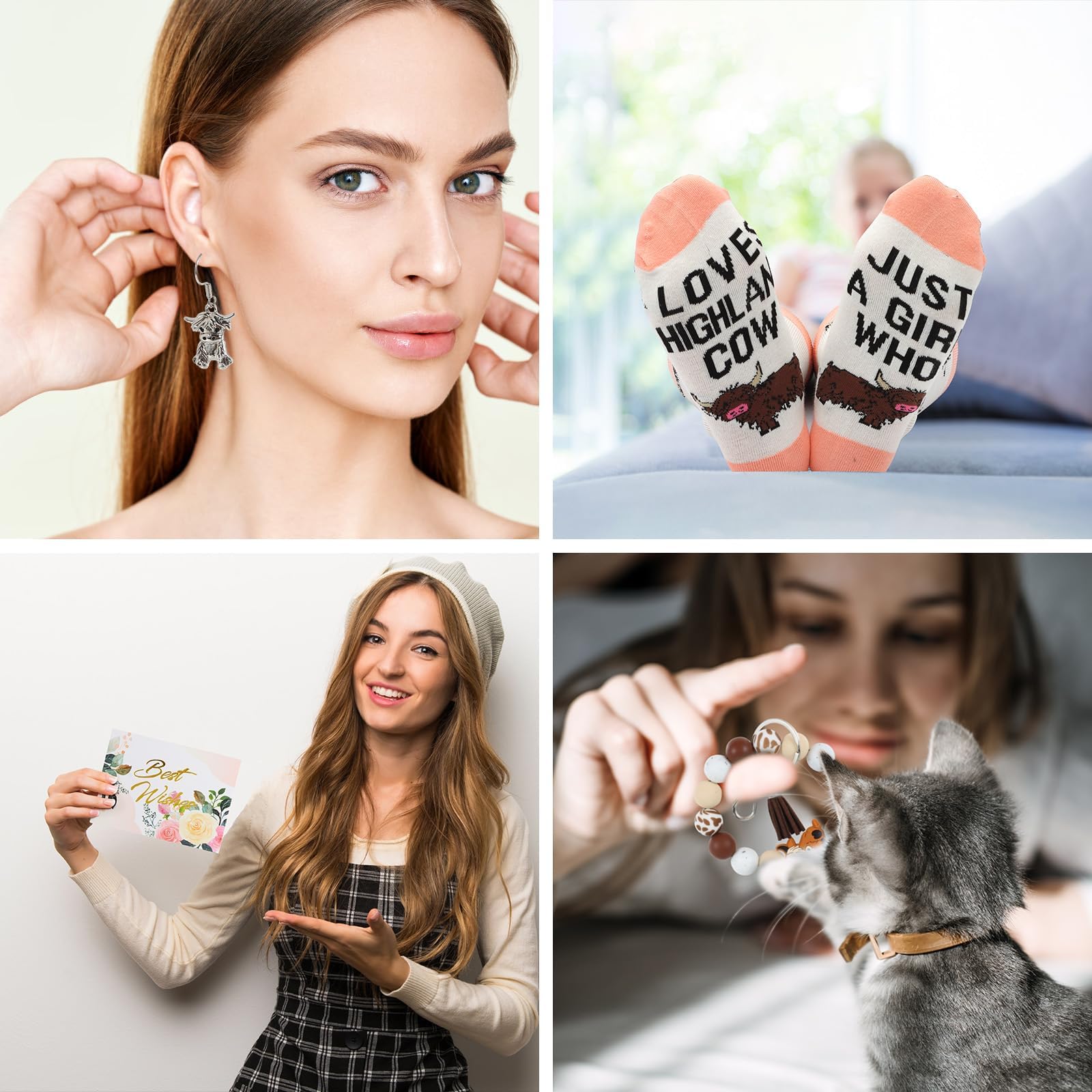 SAIWEILAI ONLINE Highland Cow earrings, cute everyday accessory