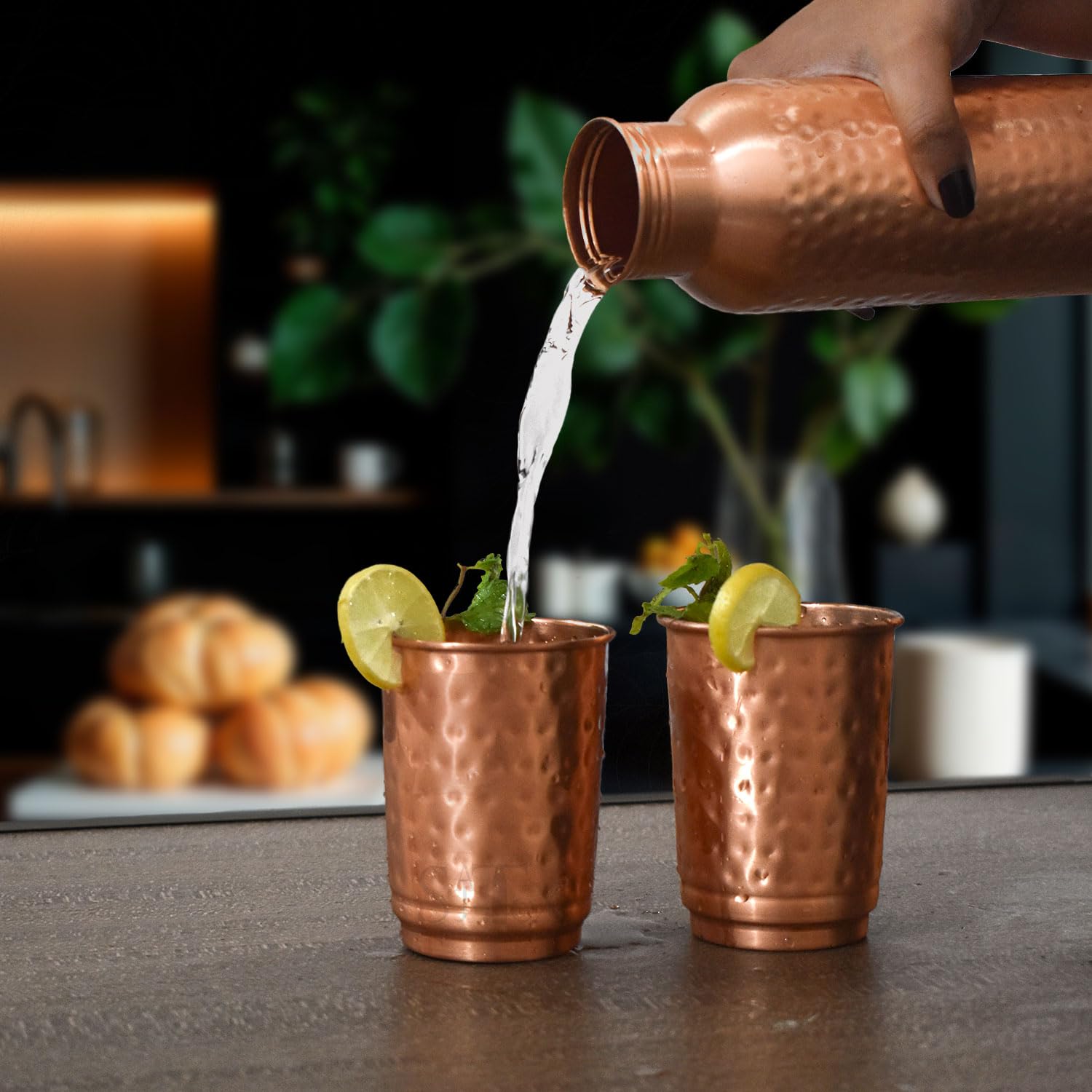 SAJTOX eco-friendly copper cups set shown as a thoughtful gift.