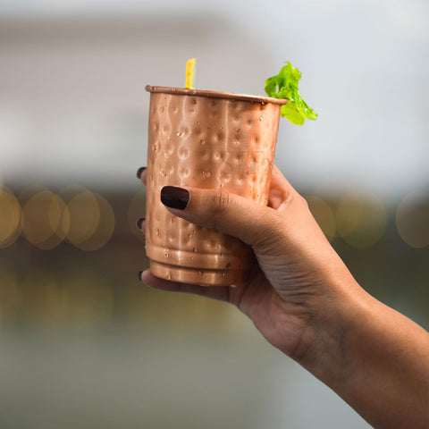 SAJTOX handcrafted copper tumbler with durable hammered finish for travel.