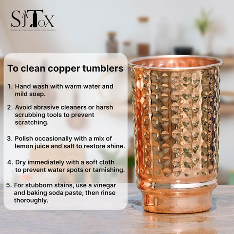SAJTOX 350ml copper tumbler beside yoga mat for wellness ritual.