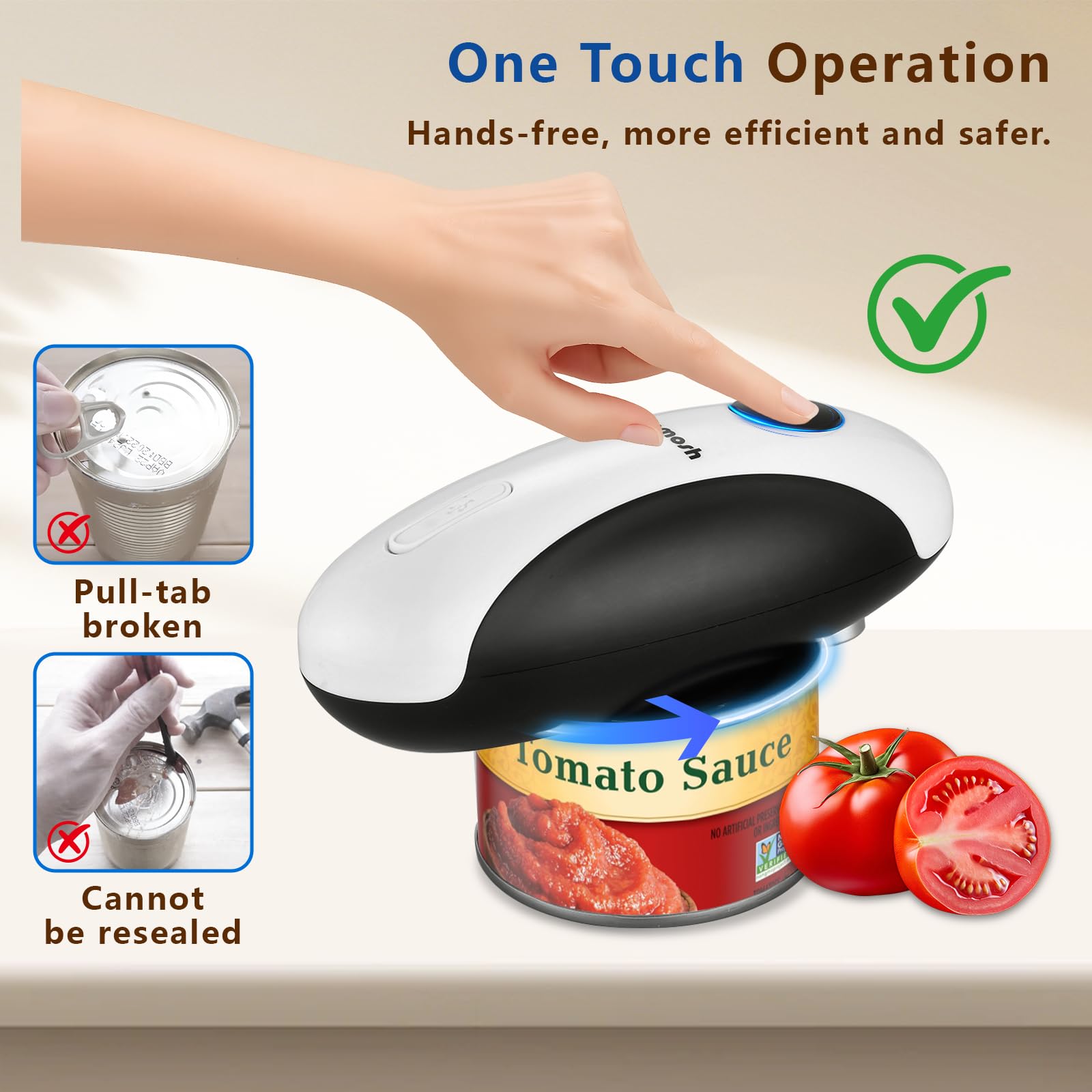 SAKAMOSH can opener enabling 360-degree rotation for a smooth lid cut.