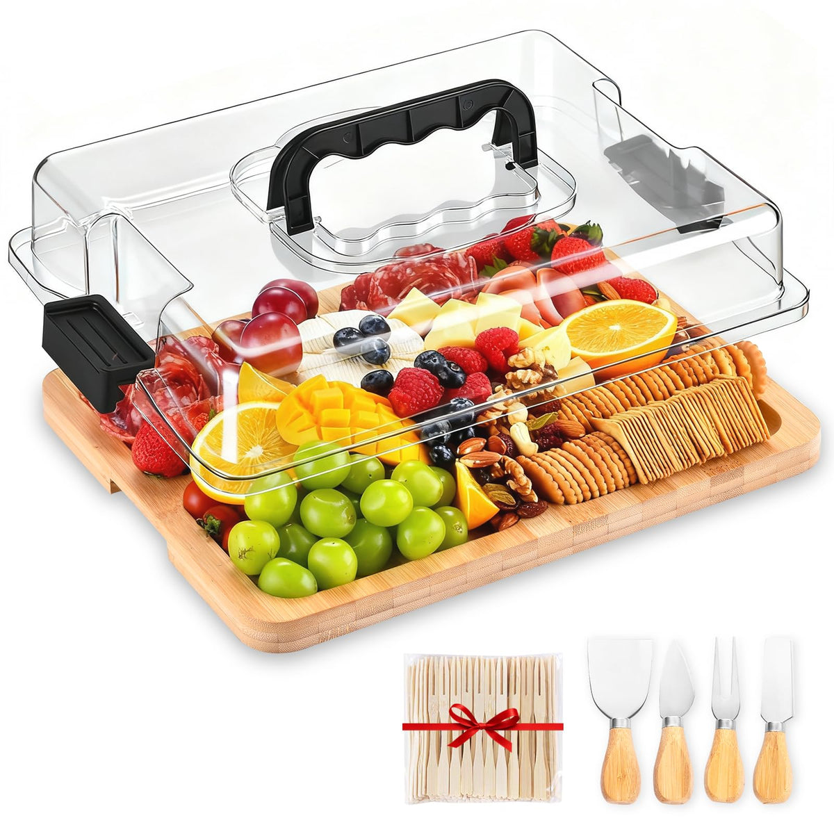 SAKAMOSH charcuterie board with lid closed for secure transport