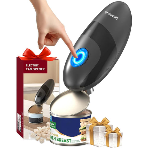 SAKAMOSH electric can opener with one-touch operation for quick, effortless can opening.