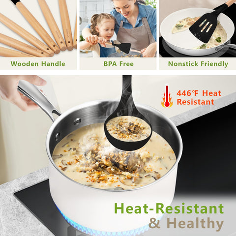 SAKAMOSH silicone soup ladle pours smoothly with controlled portions.