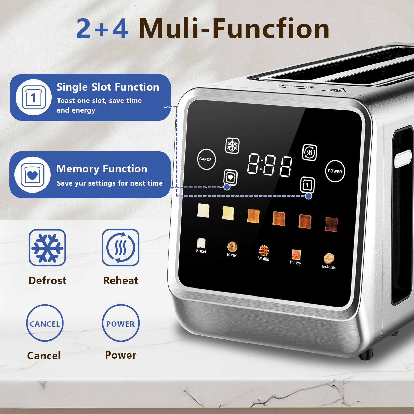 SAKAMOSH memory function saves preferred settings for quick toasting