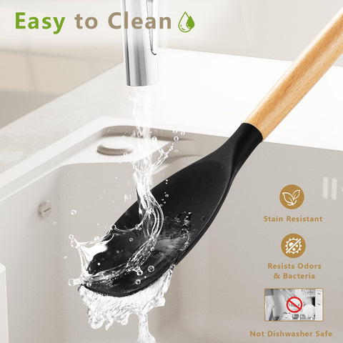 SAKAMOSH wooden-handle utensils stay cool for safe, comfortable gripping.