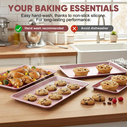 SakerPlus nonstick baking sheet set 3 large 17-5x12 inches for family-sized roasting
