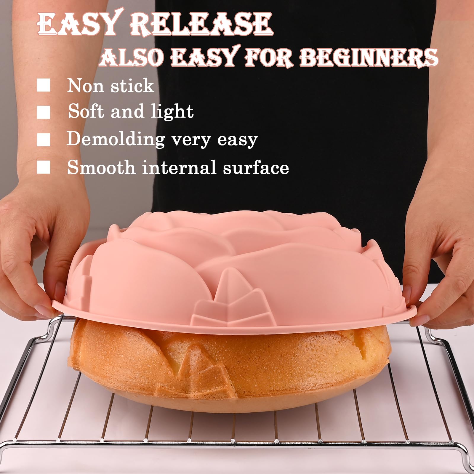 Sakolla nonstick silicone mold for easy release and quick cleanup.
