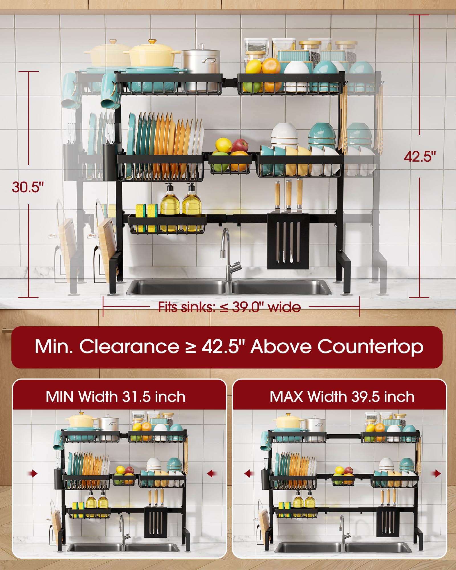 Sakugi 304 stainless steel construction resists rust for durable kitchen use.