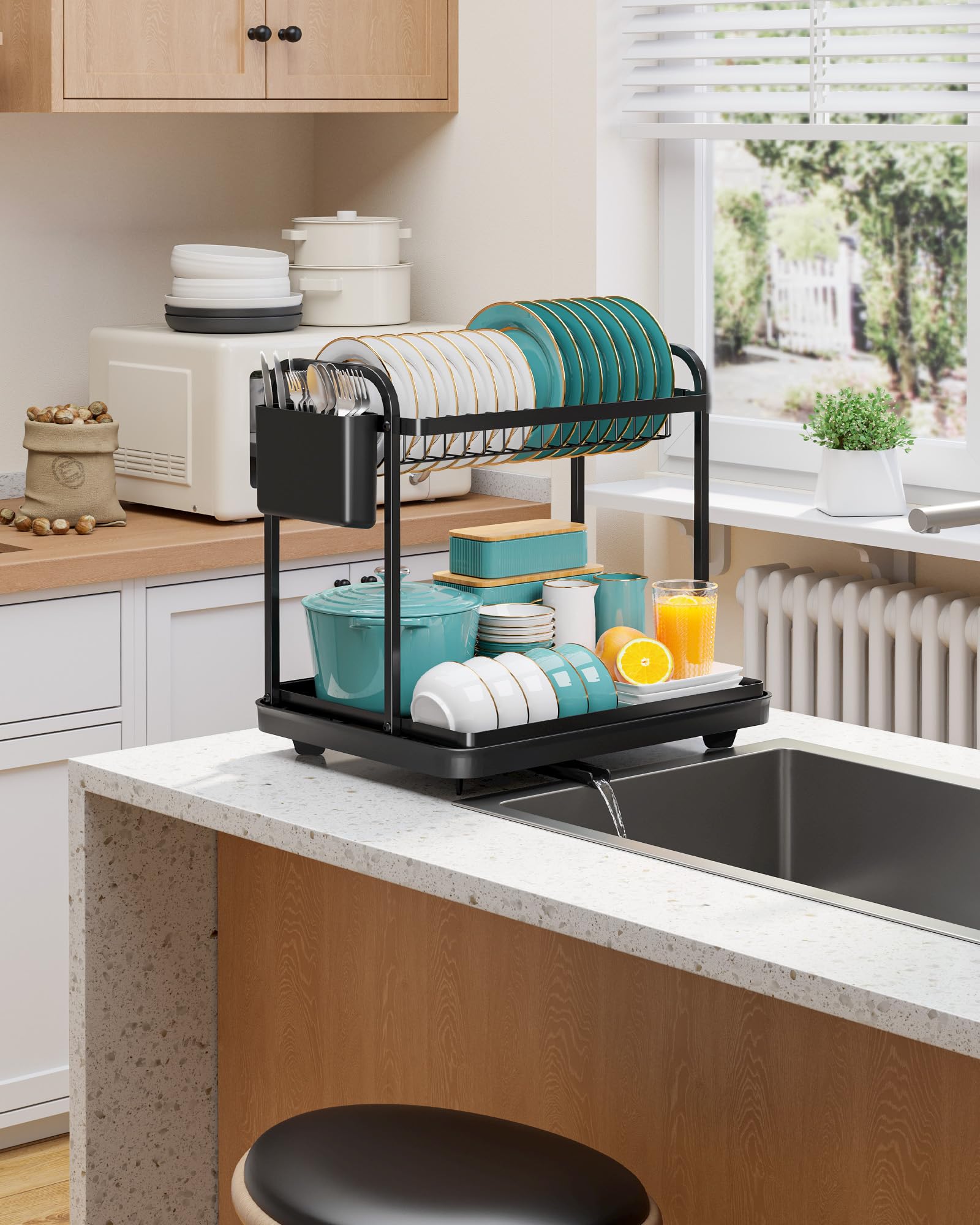 Sakugi 15x11.4x15 inch rack fits compact kitchens and small spaces.