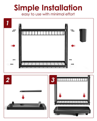 Sakugi dish rack with drainboard drains excess water efficiently into sink.