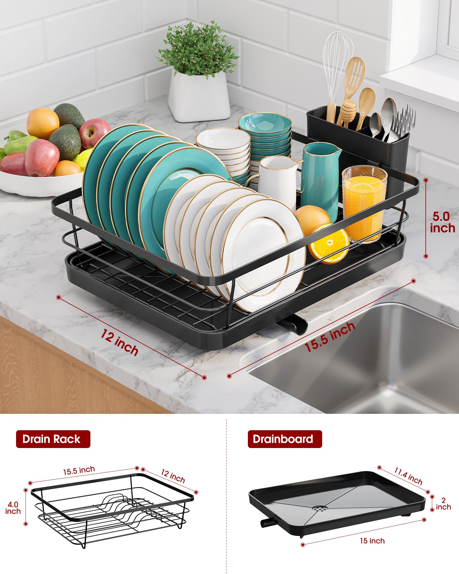Sakugi dish rack installs easily without tools for quick setup