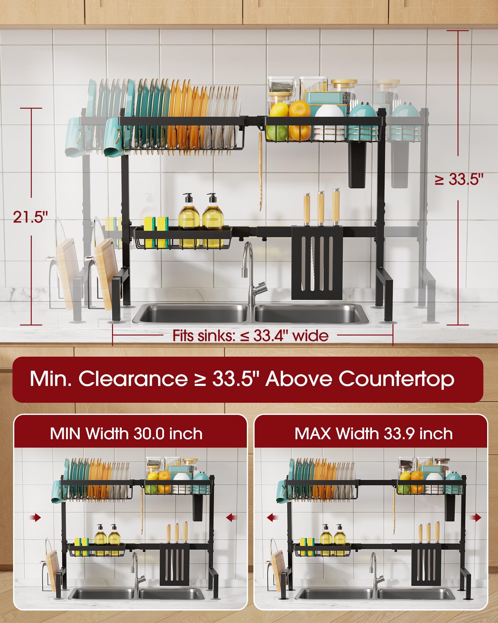 Sakugi dish drying rack large capacity holding bowls, plates, and mugs