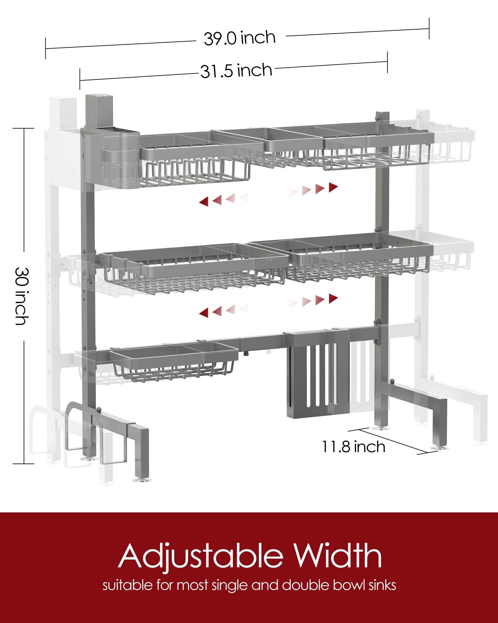 Sakugi rack features removable hooks for brushes, cups, and kitchen tools.