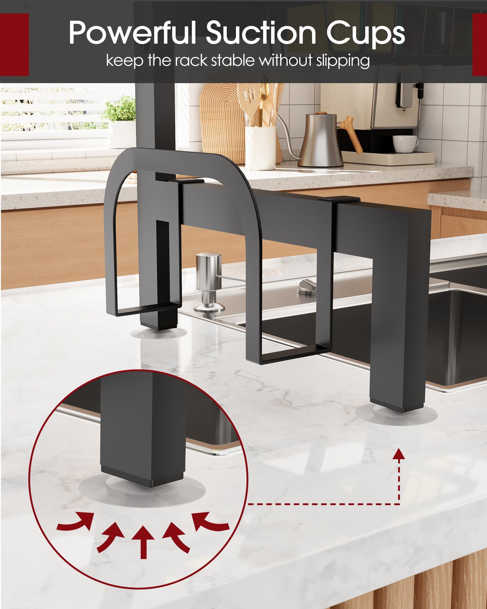 Sakugi dish rack rustproof construction displayed in a sleek black finish