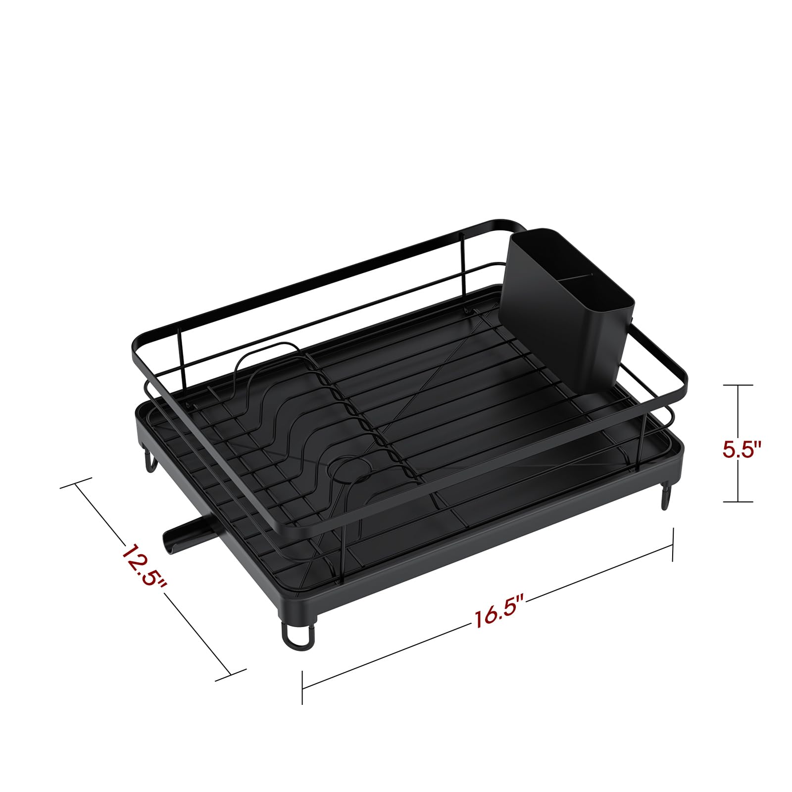 Sakugi dish drying rack side view showing sturdy stainless steel frame and drainage