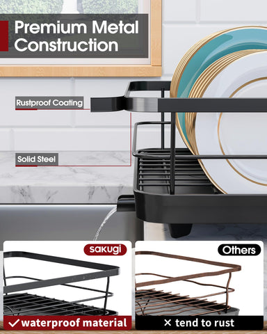 Sakugi rack with drainboard demonstrates efficient water drainage on countertops