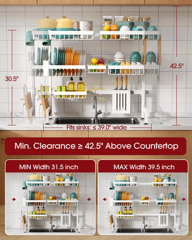 Sakugi adjustable over the sink rack fits versatile kitchen layouts.