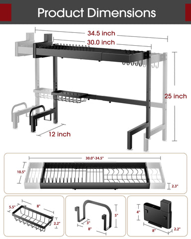 Sakugi kitchen space saver rack on a countertop next to sink