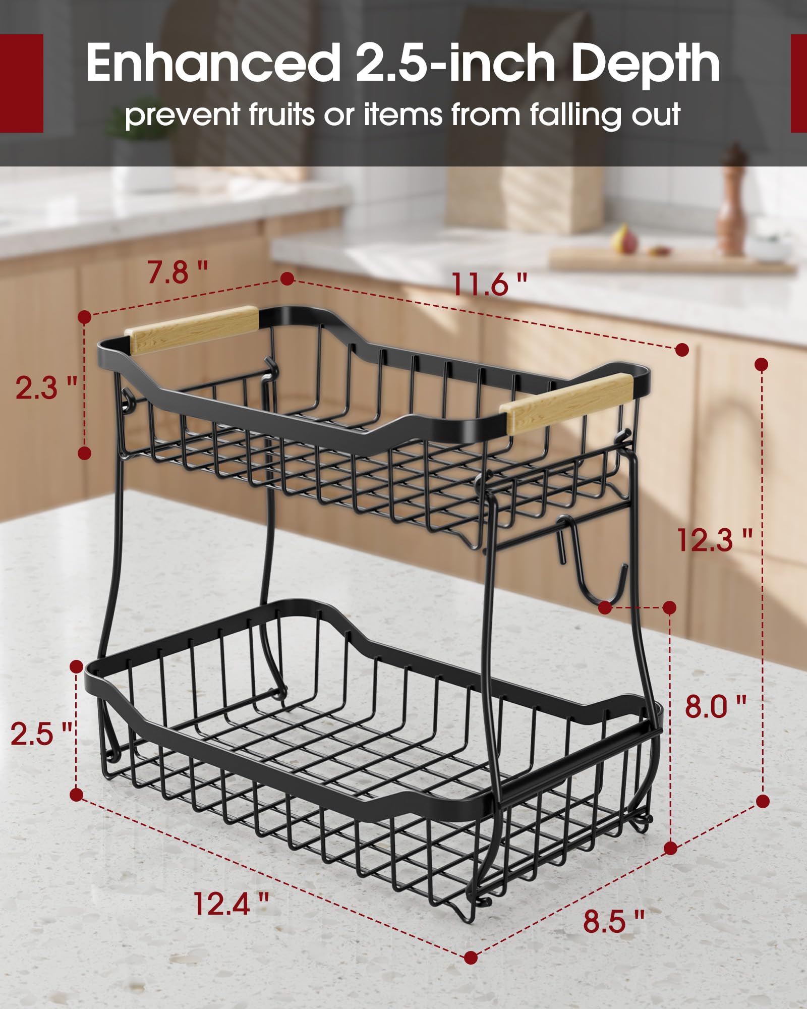 Sakugi 2.5-inch depth basket helps keep items secure and organized.