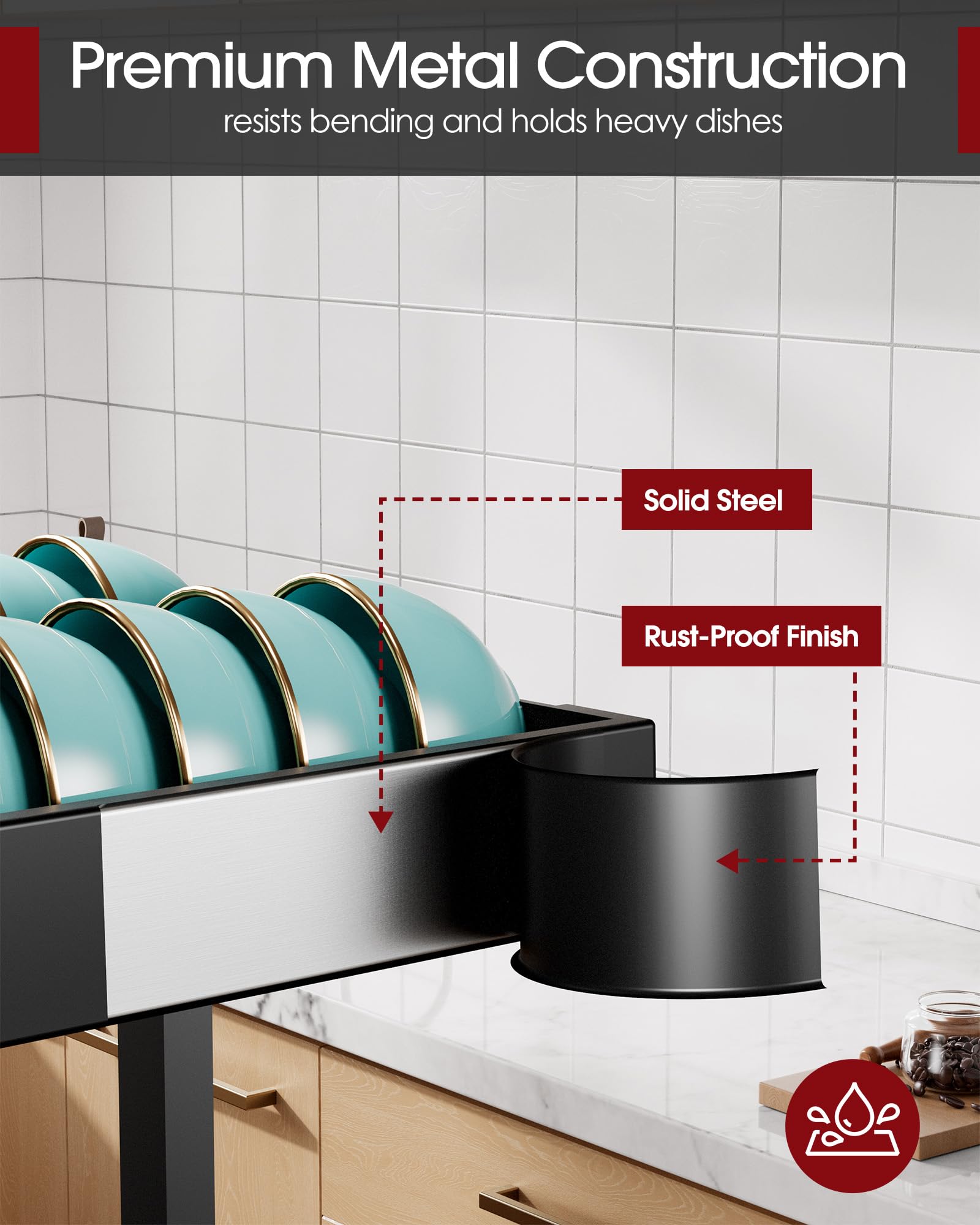 Sakugi over the sink dish rack in use over a sink