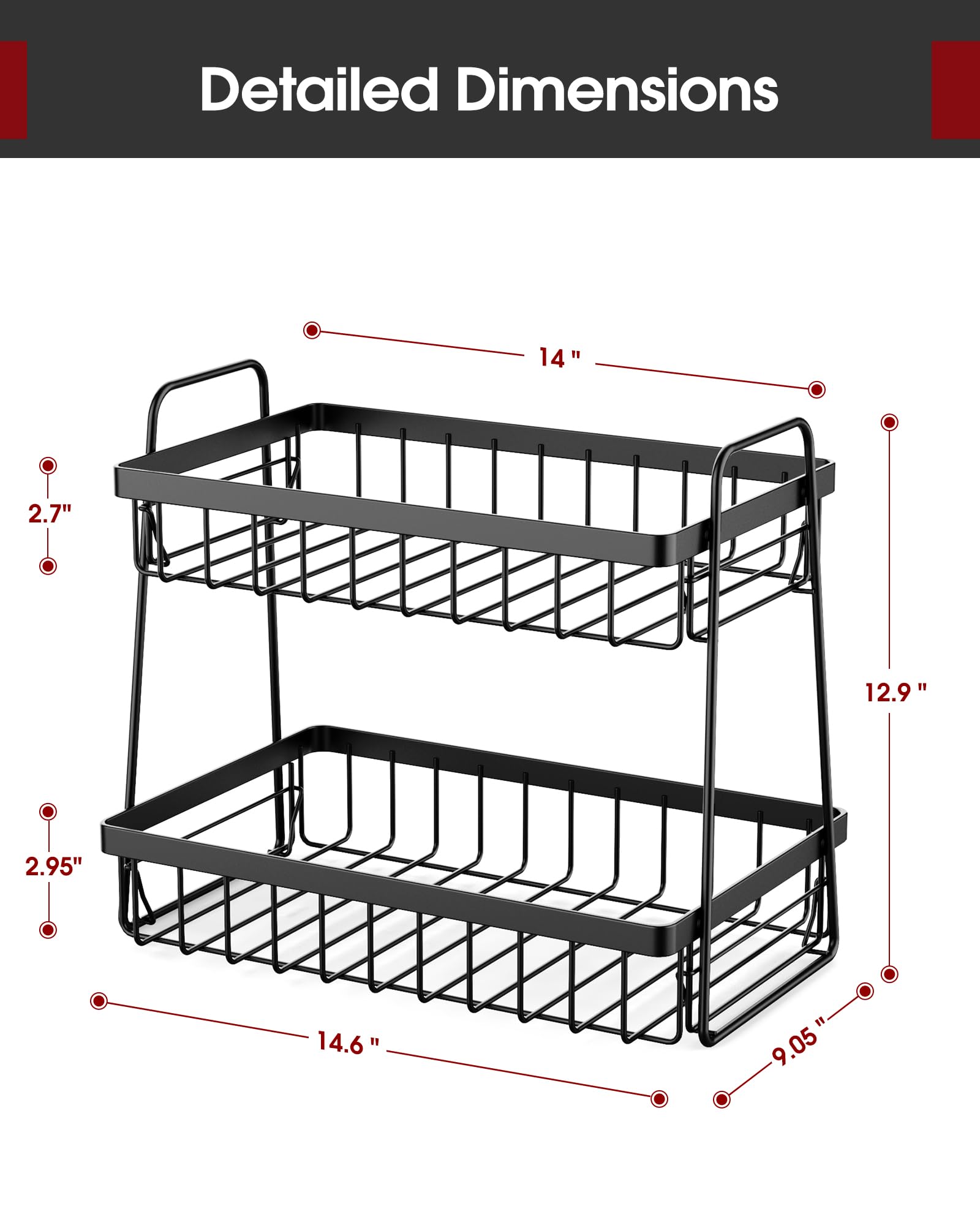 Sakugi rustproof metal frame supports fruits while resisting moisture for easy cleaning.