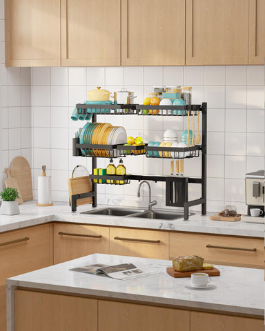 Space-saving over-sink design frees counter space for cooking.