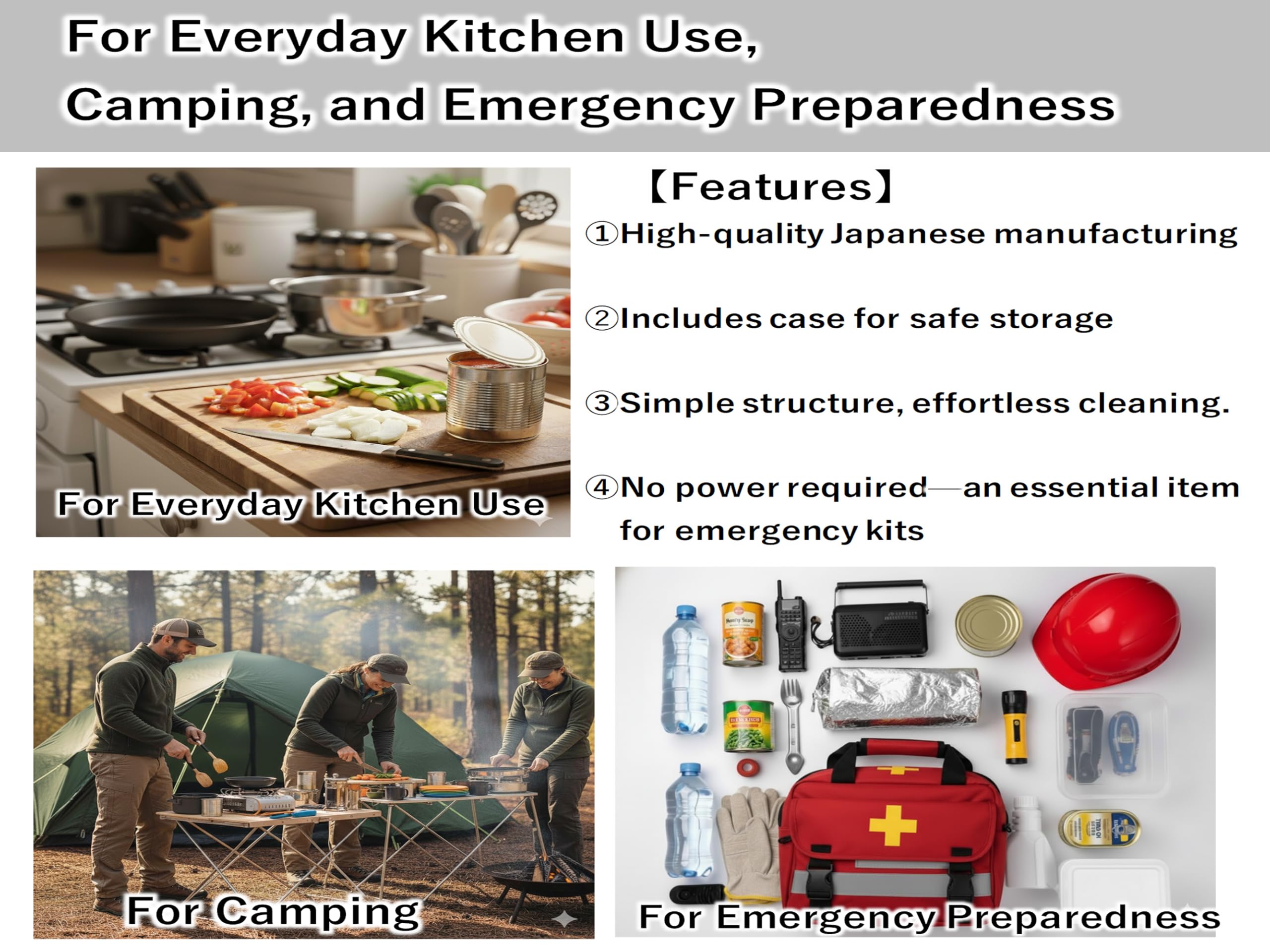 Sakura Harmony dual-function opener handles cans and bottles on camping trips.