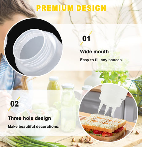 Saladulce three-hole nozzles ensure even sauce distribution.