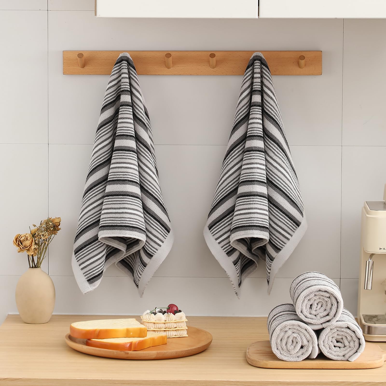 SALAS highly absorbent towels speed drying for bowls and glasses.