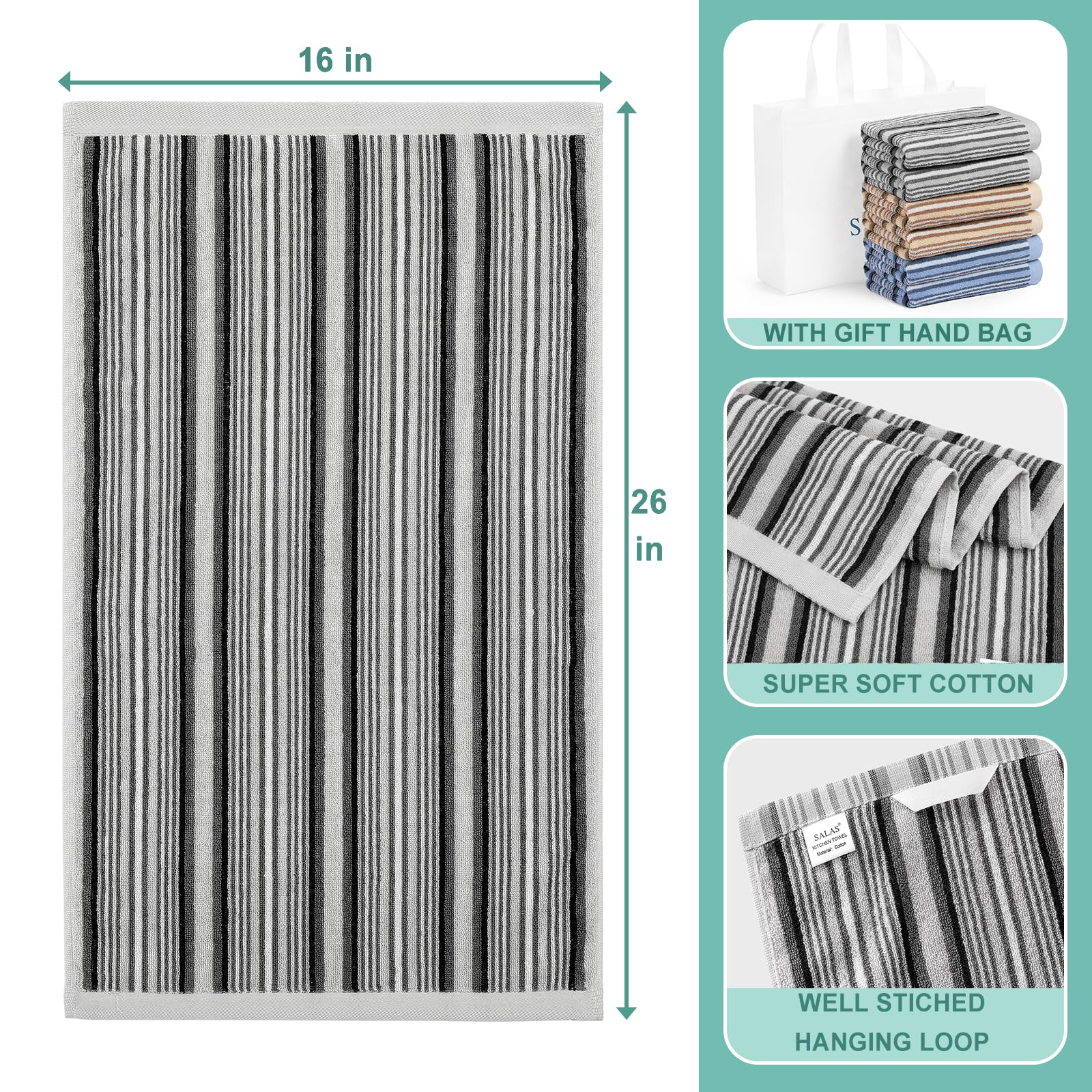 SALAS large 16x26 towels enable quick drying of bowls and plates