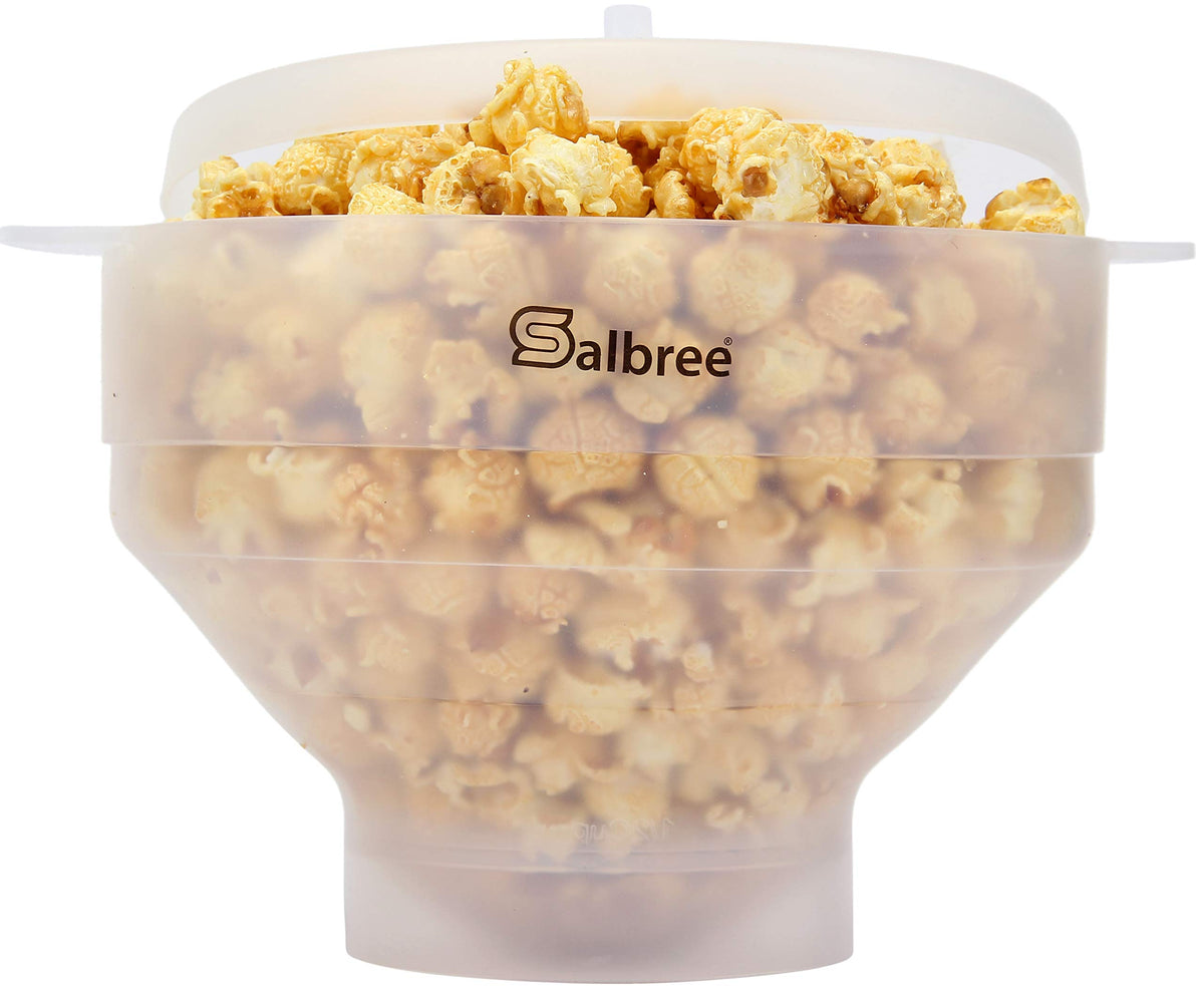Salbree collapsible popcorn popper showing compact design for small spaces.
