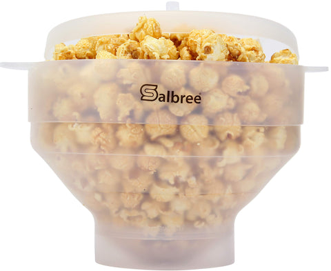 Salbree collapsible popcorn popper showing compact design for small spaces.