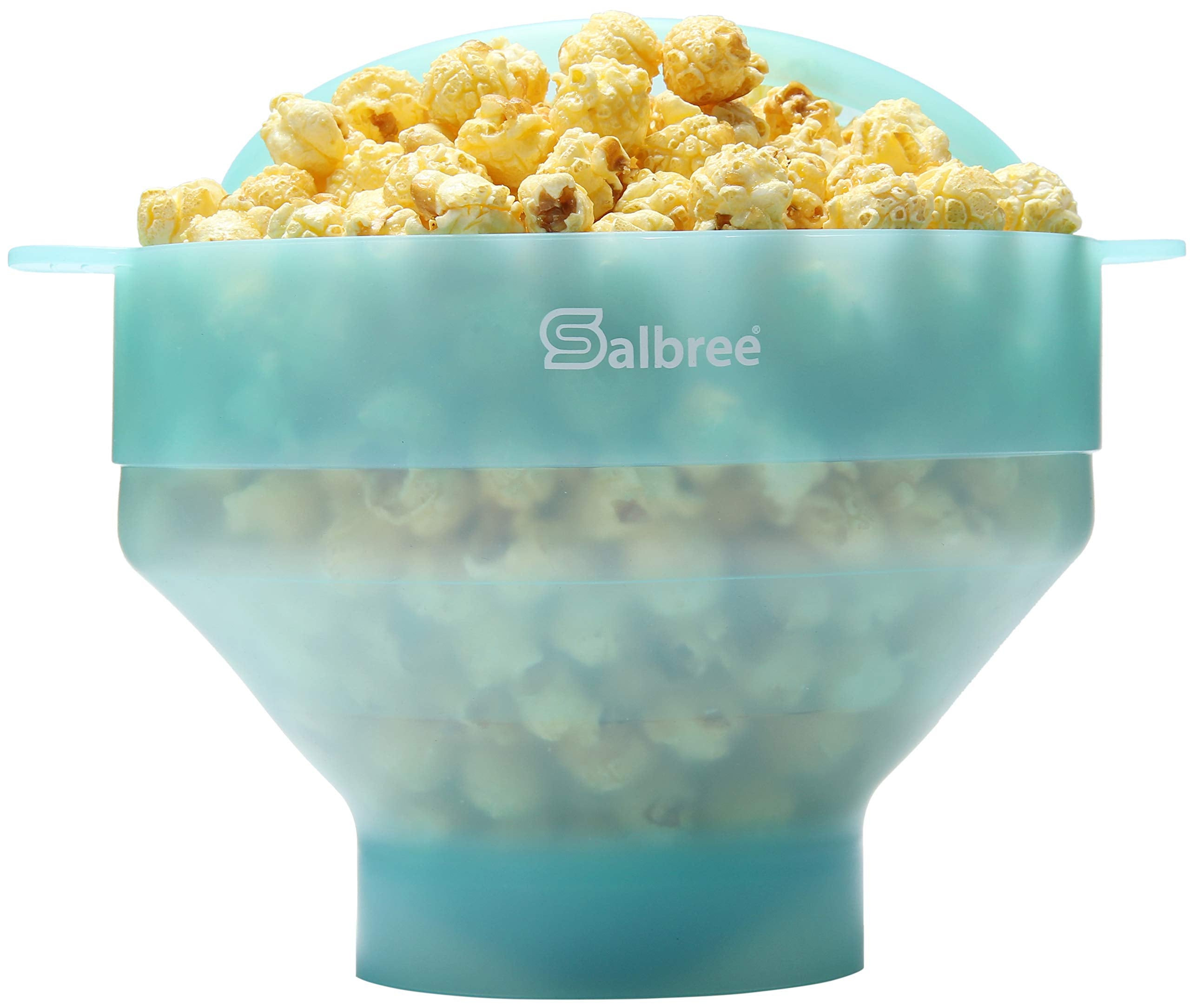 Salbree collapsible popcorn popper in transparent mint showcases space-saving design