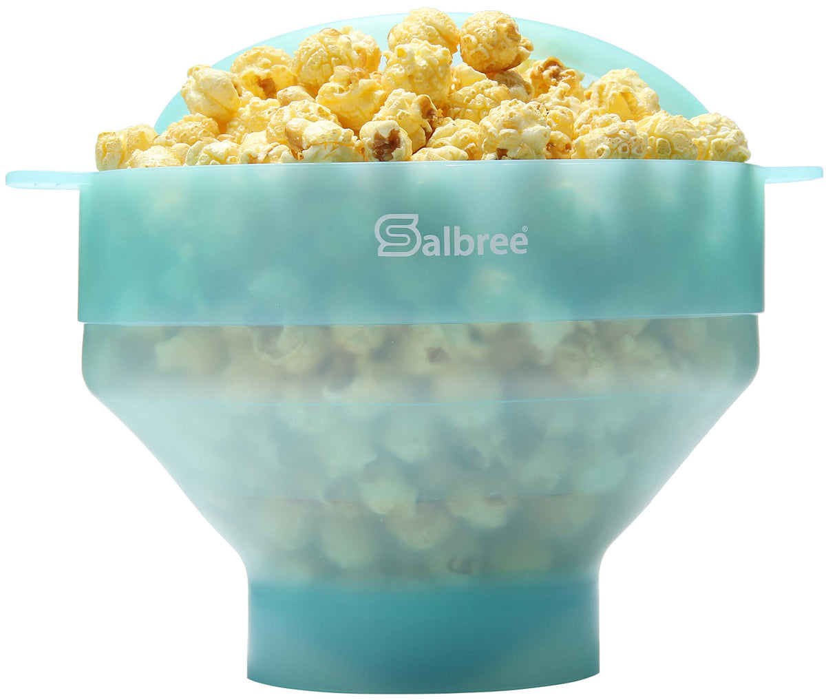 Salbree collapsible popcorn popper in transparent mint showcases space-saving design