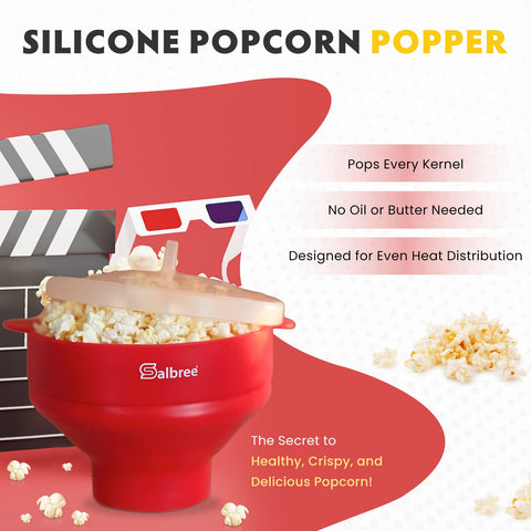 Salbree transparent popcorn popper with viewing window for easy watching.
