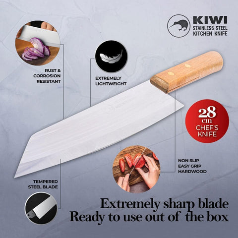 SALINRAAT Kiwi Deba ergonomic handle enhances comfort during long prep sessions.